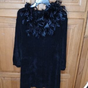 Lord & Taylor Black Blouse 2X with Feather Accent